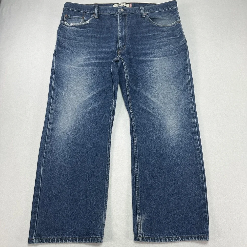 Levi's 505 Jeans Mens 40x29 Blue Regular Straight Denim Medium Wash Fade Wallet